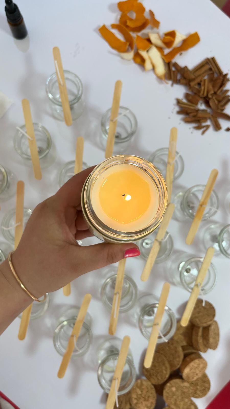 Taller velas de cera de soja y velas de miel